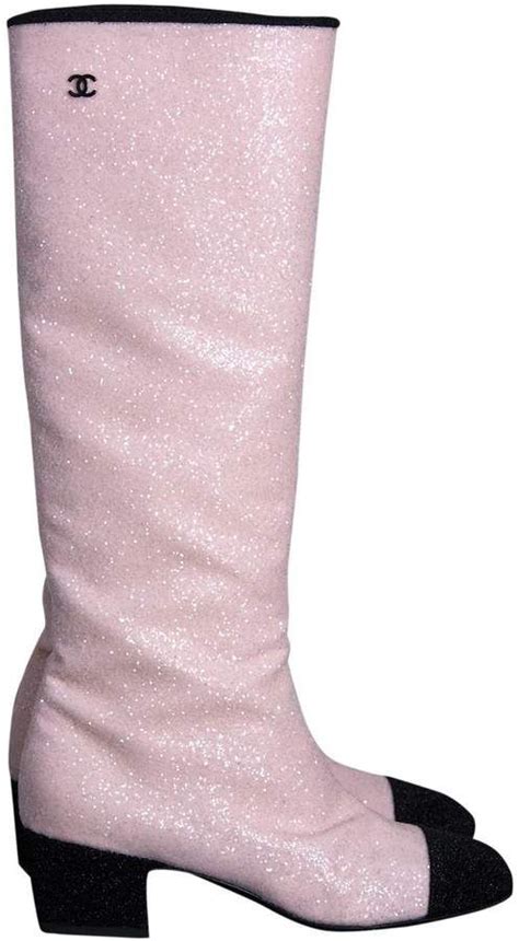 chanel pink sparkle boots|Chanel mademoiselle shoes.